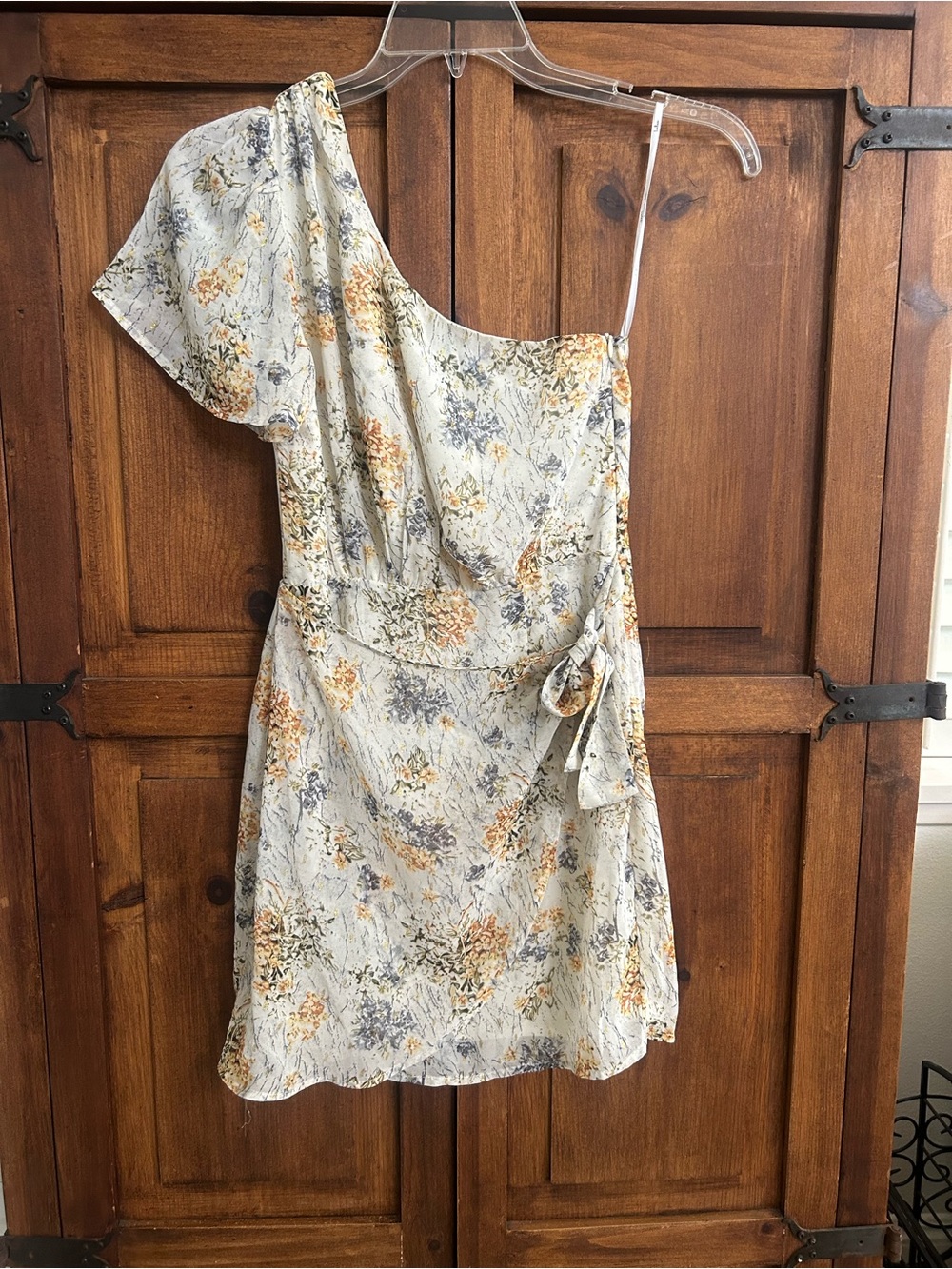 Lulu's One-Shoulder Floral Wrap Dress
